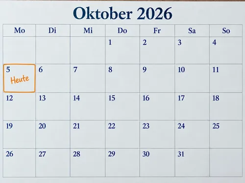 Monatskalender mit Heute-Markierung: Sieben Nachhilfestunden erscheinen nacheinander, danach wird die Klausur am Monatsende hervorgehoben.